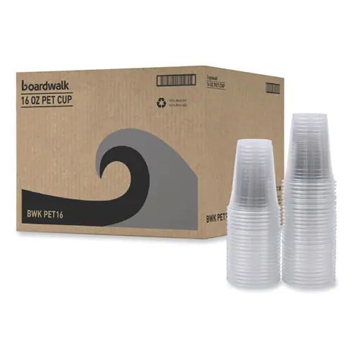 Boardwalk® Clear Plastic Cold Cups, 16 oz, 50/Sleeve, 20 Sleeves/Carton