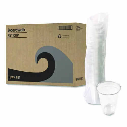 Boardwalk® Clear Plastic PET Cups, 14 oz, 50/Bag, 20 Bags/Carton