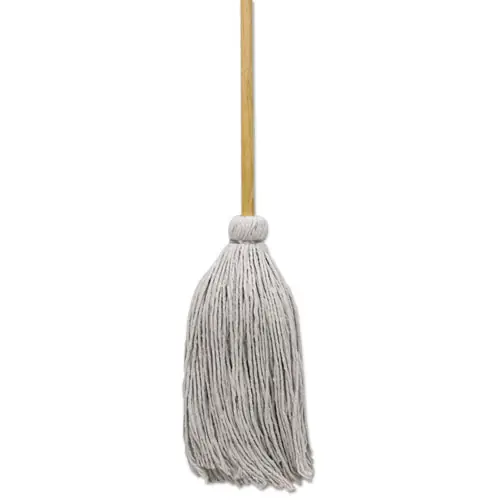 Boardwalk® Cotton Deck Mop, #20 White Cotton Head, 50" Wood Handle, 12/Carton