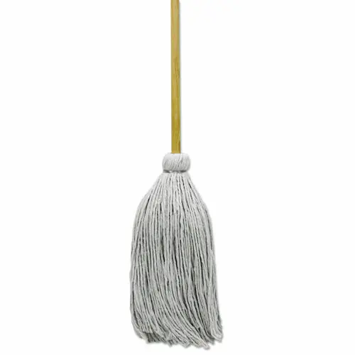 Boardwalk® Cotton Deck Mop, #32 White Cotton Head, 50" Wood Handle, 6/Carton