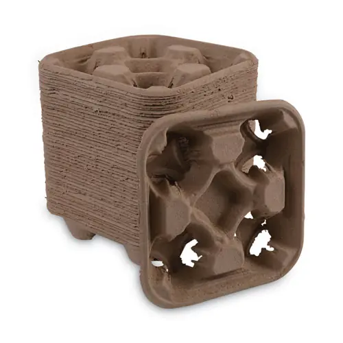Boardwalk® Cup Carrier Tray, Four Cup, Kraft, 300/Carton