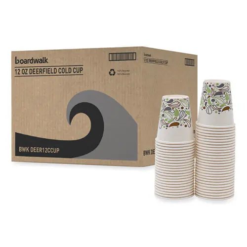 Boardwalk® Deerfield Printed Paper Cold Cups, 12 oz, 50/Sleeve, 20 Sleeves/Carton