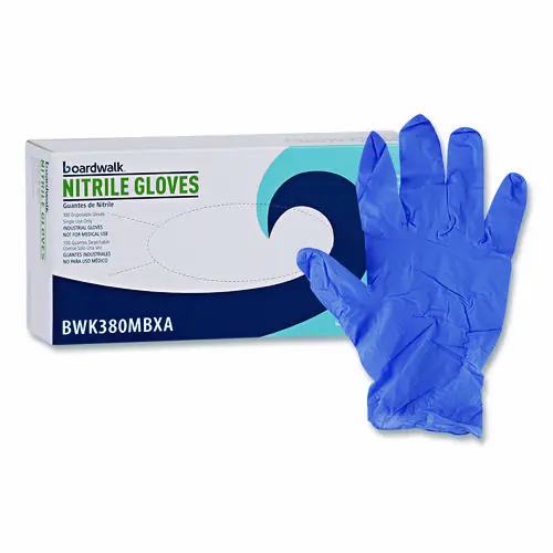 Boardwalk® Disposable General-Purpose Nitrile Gloves, Medium, Blue, 4 mil, 100/Box