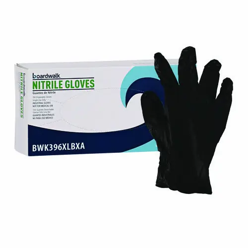 Boardwalk® Disposable General-Purpose Powder-Free Nitrile Gloves, X-Large, Black, 4.4 mil, 100/Box