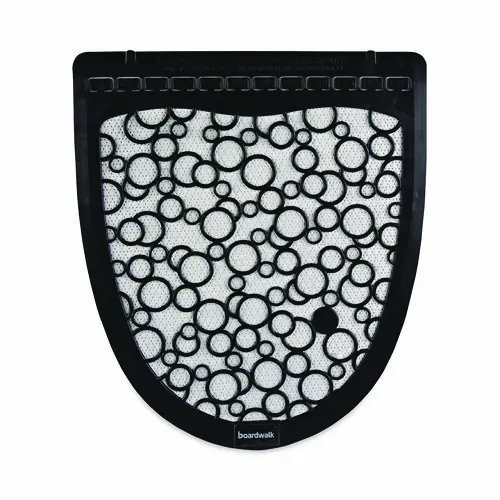 Boardwalk® Disposable Urinal Floor Mat 2.0, Slip-Resistant Rubber, 17.5 x 20, Black/White, 6/Carton