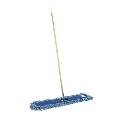 Boardwalk® Dry Mopping Kit, Blue Blended Synthetic Head with 60" Wood/Metal Handle
