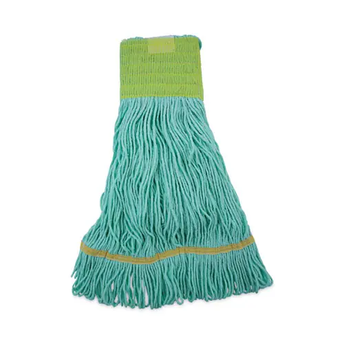 Boardwalk® EcoMop Looped-End Mop Head, Recycled Fibers, Medium Size, Green