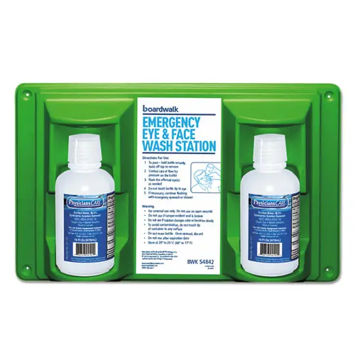 Boardwalk® Emergency Eyewash Station, 2 Bottles, 16 oz Each