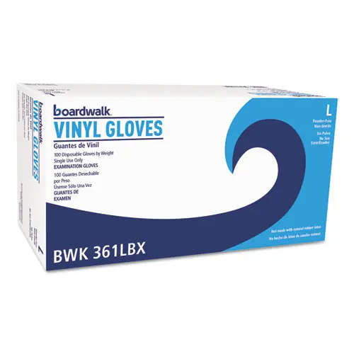 Boardwalk® Exam Vinyl Gloves, Clear, Large, 100/Box, 10 Boxes/Carton