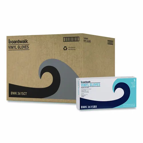 Boardwalk® Exam Vinyl Gloves, Clear, Small, 3.6 mil, 100/Box, 10 Boxes/Carton