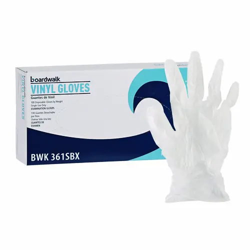 Boardwalk® Exam Vinyl Gloves, Powder/Latex-Free, Clear, Small, 100/Box