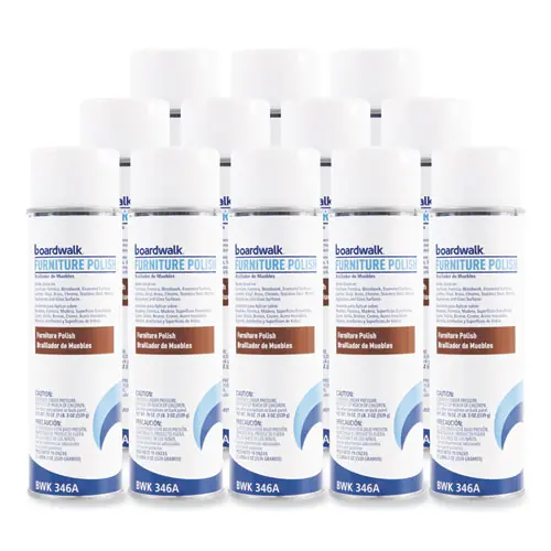 Boardwalk® Furniture Polish, Lemon Scent, 19 oz Aerosol Spray, 12/Carton