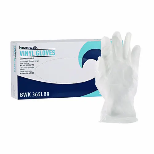 Boardwalk® General Purpose Vinyl Gloves, Powder/Latex-Free, Large, Clear, 100/Box