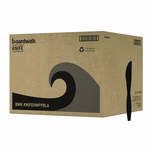 Boardwalk® Heavyweight Polypropylene Cutlery, Knife, Plastic, Black