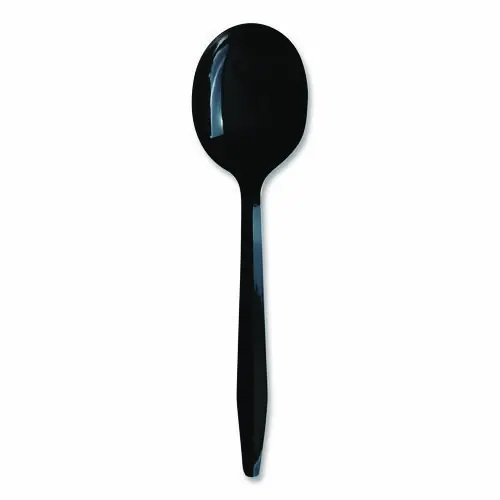 Boardwalk® Heavyweight Polypropylene Cutlery, Soup Spoon, Plastic, Black, 1,000/Carton