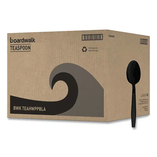 Boardwalk® Heavyweight Polypropylene Cutlery, Spoon, Plastic, Black, 1,000/Carton