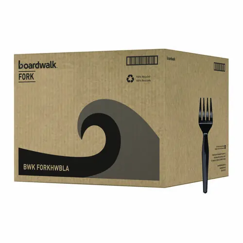 Boardwalk® Heavyweight Polystyrene Cutlery, Fork, Black, 1,000/Carton