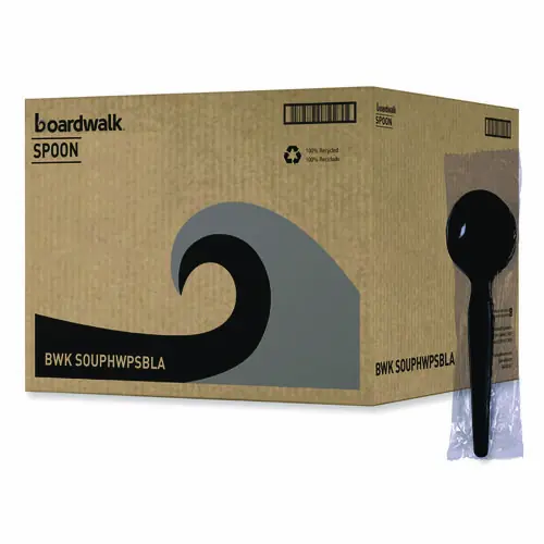 Boardwalk® Heavyweight Polystyrene Soup Spoons, Black, 1,000/Carton