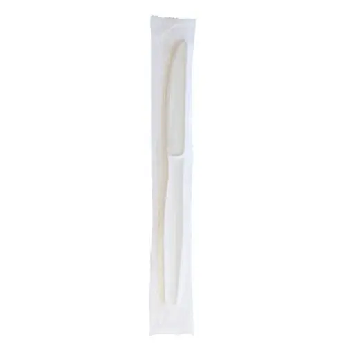 Boardwalk® Heavyweight Wrapped Polystyrene Cutlery, Knife, Plastic, White, 1,000/Carton