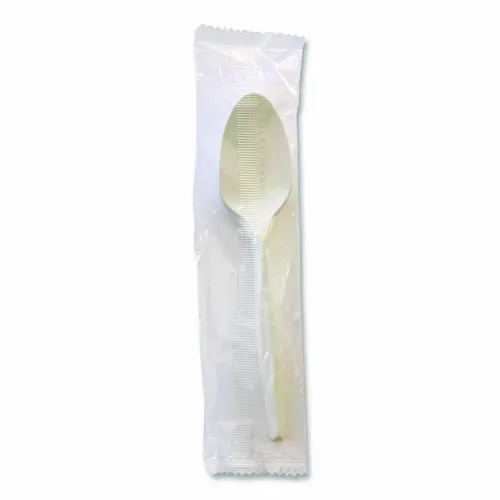Boardwalk® Heavyweight Wrapped Polystyrene Cutlery, Spoon, Plastic, White, 1,000/Carton