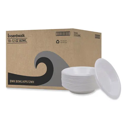 Boardwalk® Hi-Impact Plastic Dinnerware Bowl, White, 1,000/Carton