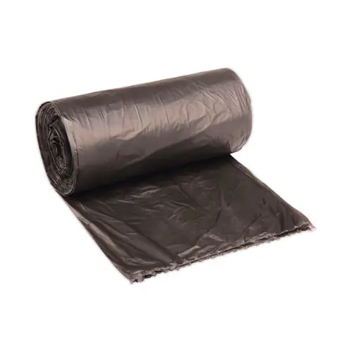 Boardwalk® High-Density Can Liners, 45 gal, 19 mic, 40" x 46", Black, Perforated Roll