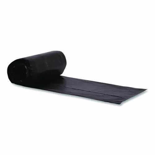 Boardwalk® High-Density Can Liners, 45 gal, 22 mic, 40" x 48", Black, Perforated Roll, 150/Carton