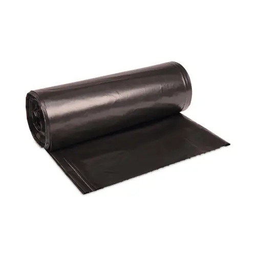 Boardwalk® High-Density Can Liners, 56 gal, 19 mic, 43" x 47", Black, Perforated Roll, 25 Bags/Roll, 6 Rolls/Carton