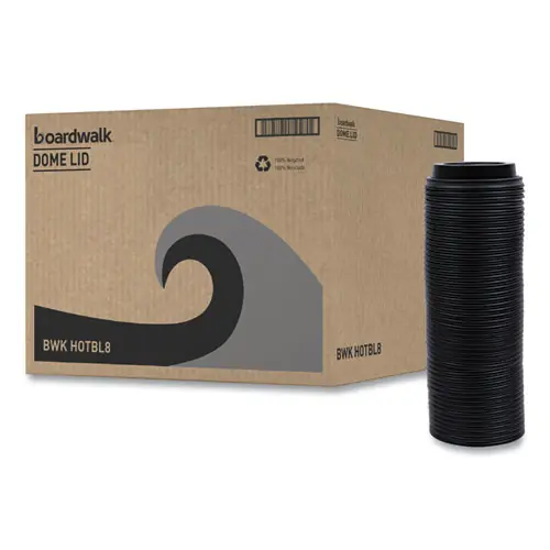 Boardwalk® Hot Cup Lids, Fits 8 oz Hot Cups, Plastic, Black, 1,000/Carton
