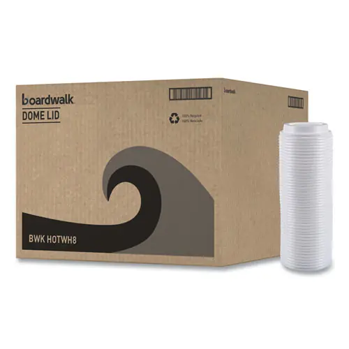 Boardwalk® Hot Cup Lids, Fits 8 oz Hot Cups, Plastic, White, 50/Sleeve, 20 Sleeves/Carton
