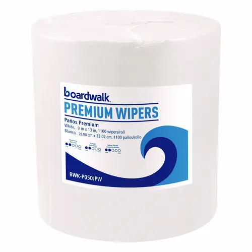 Boardwalk® Hydrospun Wipers, 9 x 13, White, 1,100/Roll