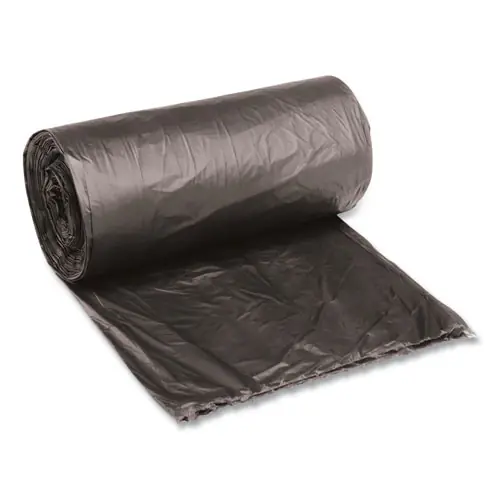 Boardwalk® Low-Density Waste Can Liners, 10 gal, 0.35 mil, 24" x 23", Black, Perforated Roll, 50 Bags/Roll, 10 Rolls/Carton
