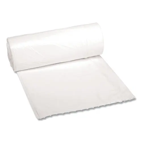Boardwalk® Low-Density Waste Can Liners, 10 gal, White, 24" x 23", 0.4 mil, 25 Bags/Roll, 20 Rolls/Carton