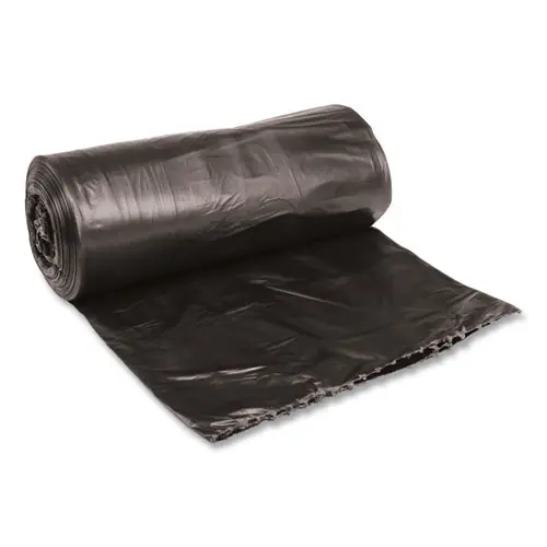 Boardwalk® Low-Density Waste Can Liners, 33 gal, 0.5 mil, 33" x 39", Black, Perforated Roll, 25 Bags/Roll, 8 Rolls/Carton