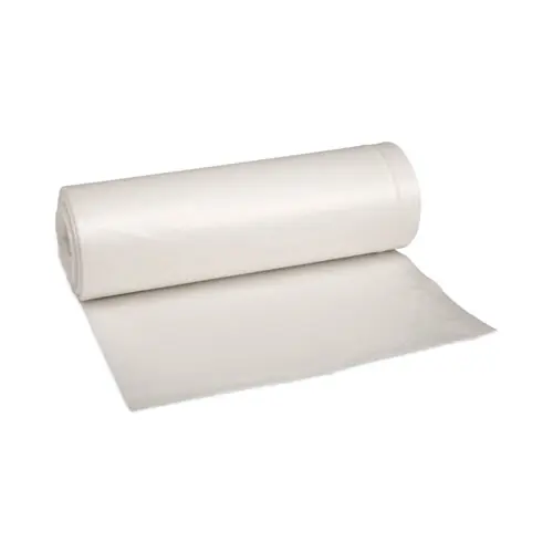 Boardwalk® Low-Density Waste Can Liners, 33 gal, 0.6 mil, 33" x 39", White, Perforated Roll, 25 Bags/Roll, 6 Rolls/Carton
