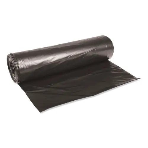 Boardwalk® Low-Density Waste Can Liners, 45 gal, Black, 0.6 mil, 40" x 46", 25 Bags/Roll, 4 Rolls/Carton