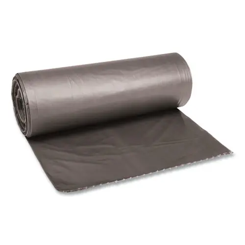 Boardwalk® Low-Density Waste Can Liners, 45 gal, 0.95 mil, 40" x 46", Gray, Perforated Roll, 25 Bags/Roll, 4 Rolls/Carton