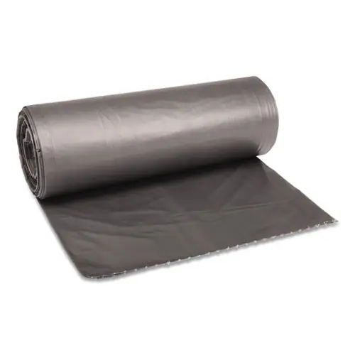 Boardwalk® Low-Density Waste Can Liners, 60 gal, 1.1 mil, 38" x 58", Gray, Perforated Roll, 20 Bags/Roll, 5 Rolls/Carton