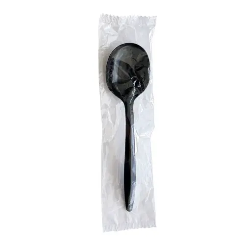 Boardwalk® Mediumweight Wrapped Polypropylene Cutlery, Soup Spoon, Plastic, Black, 1,000/Carton