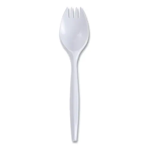 Boardwalk® Mediumweight Wrapped Polypropylene Cutlery, Spork, Plastic, White, 1,000/Carton