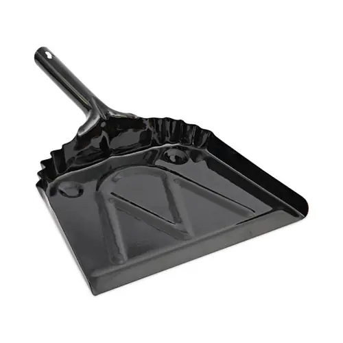 Boardwalk® Metal Dust Pan, 12 x 14, 5" Handle, 20-Gauge Steel, Black