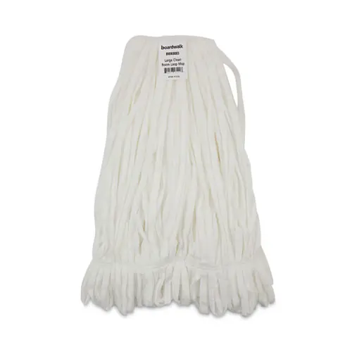 Boardwalk® Mop Head, Looped, Enviro Clean with Tailband, Large, White, 12/Carton