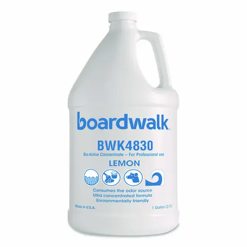 Boardwalk® Odor Eliminator Enzyme Plus Concentrate, Lemon Scent, 1 gal Jug, 4/Carton