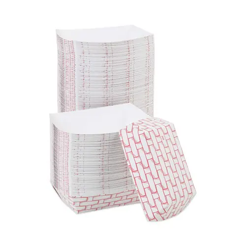 Boardwalk® Paper Food Baskets, 2 lb Capacity, Red/White, 1,000/Carton