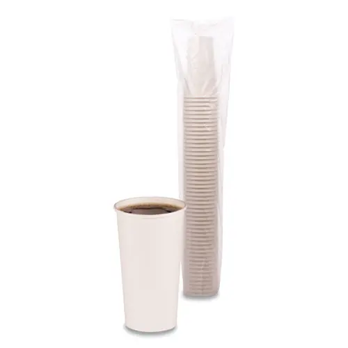Boardwalk® Paper Hot Cups, 20 oz, White, 50/Sleeve, 12 Sleeves/Carton