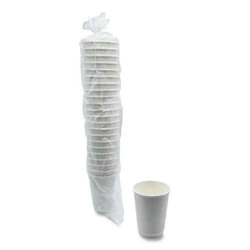 Boardwalk® Paper Hot Cups, Double-Walled, 12 oz, White, 25/Pack
