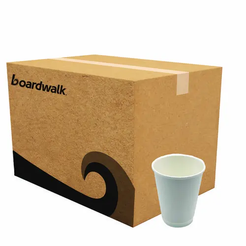 Boardwalk® Paper Hot Cups, Double-Walled, 12 oz, White, 500/Carton