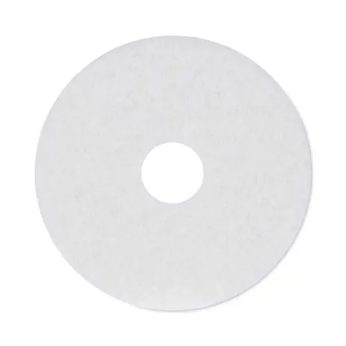 Boardwalk® Polishing Floor Pads, 15" Diameter, White, 5/Carton