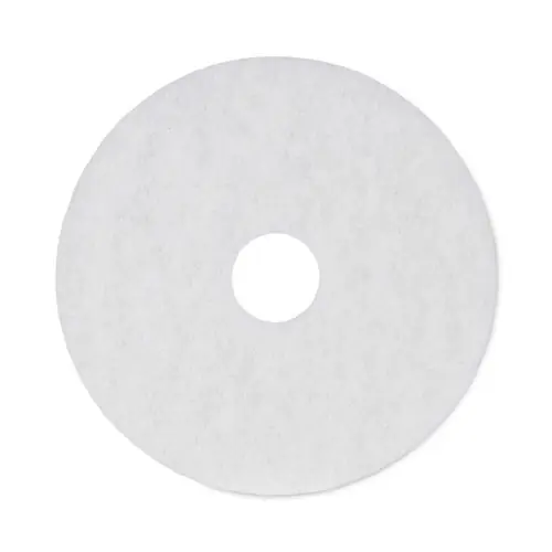 Boardwalk® Polishing Floor Pads, 16" Diameter, White, 5/Carton