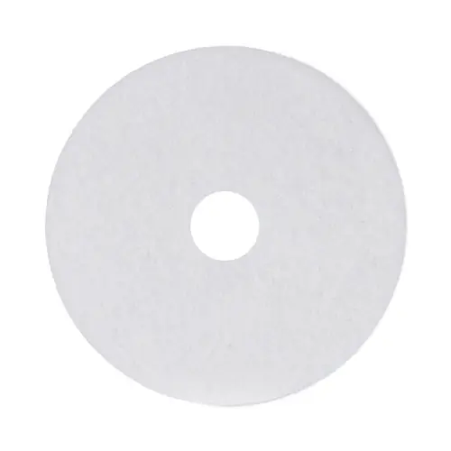 Boardwalk® Polishing Floor Pads, 17" Diameter, White, 5/Carton